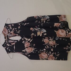 Lime n Chili,  L, Black Cold Shoulder Long sleeve with Mauve Pink roses.